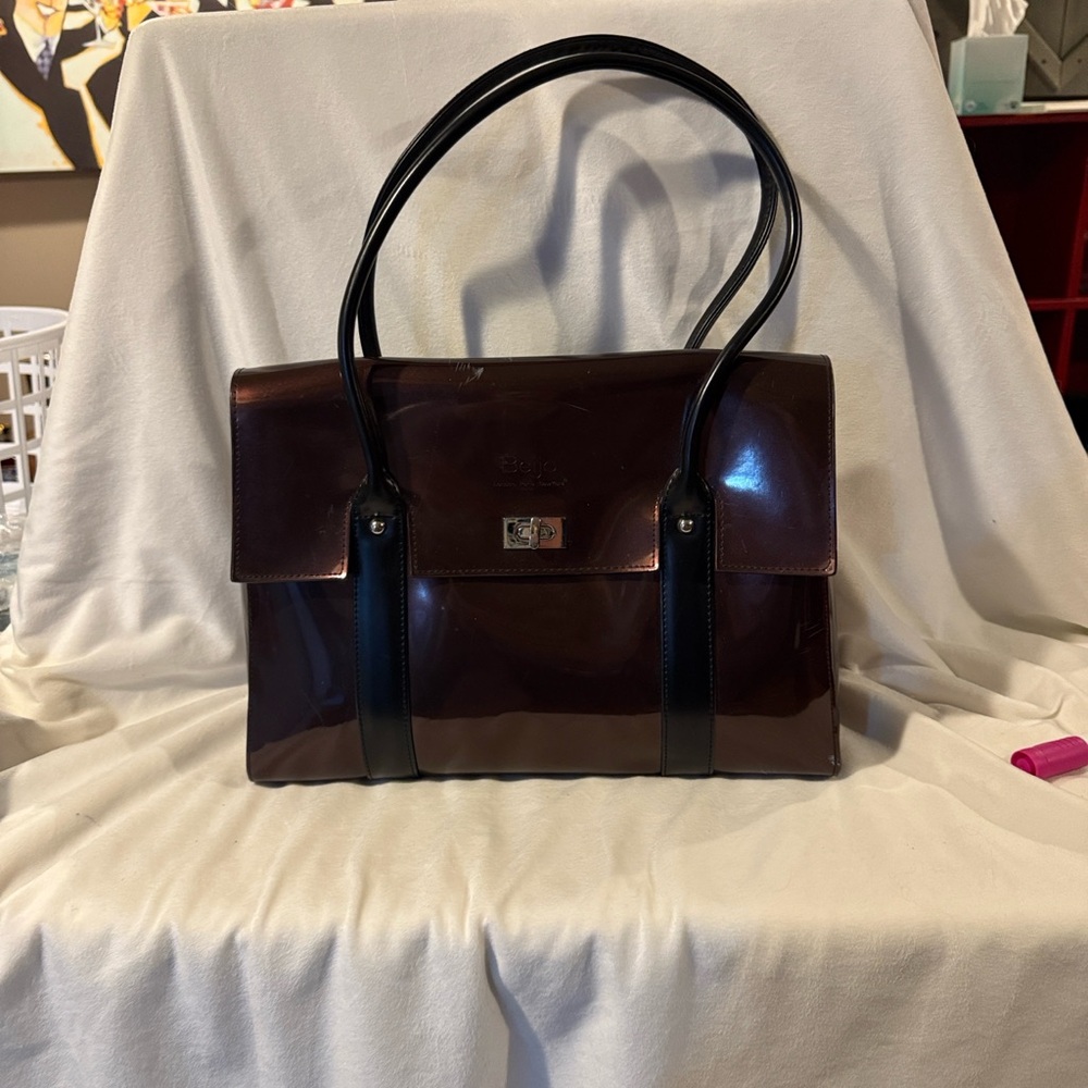 Beijo Glossy Brown Shoulder Bag
